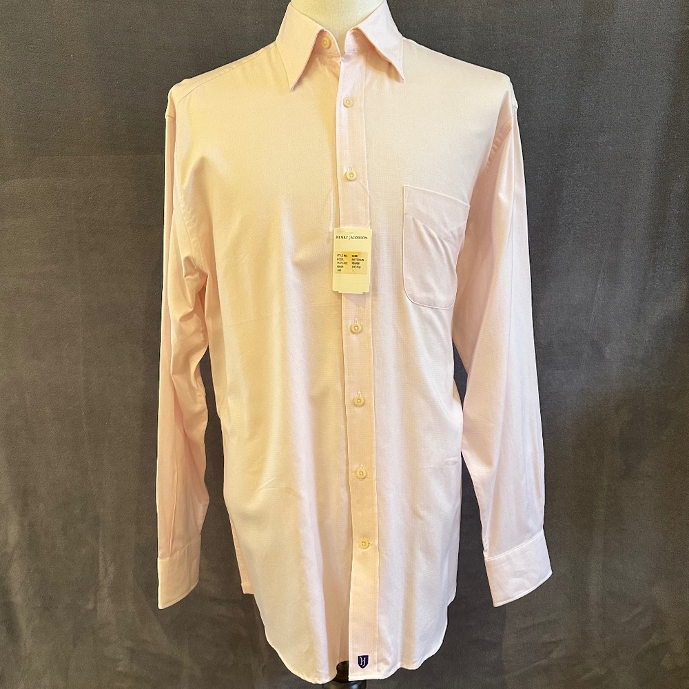 Henry Jacobson 80’s-ply 100% cotton pink sport shirt, Lg, new.